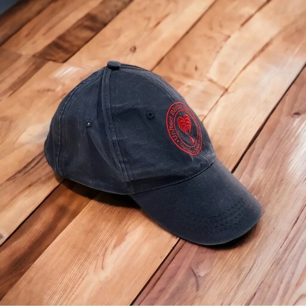 Black Cotton Baseball Running Hat Red Heart Embroidered Logo